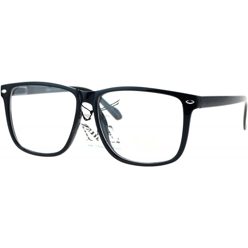 Rectangular Mens Classic Thin Plastic Horned Rim Hipster Sunglasses - Clear Lens Black - CL12NZI55KU $7.75