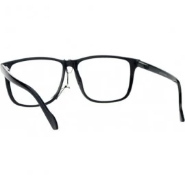 Rectangular Mens Classic Thin Plastic Horned Rim Hipster Sunglasses - Clear Lens Black - CL12NZI55KU $7.75