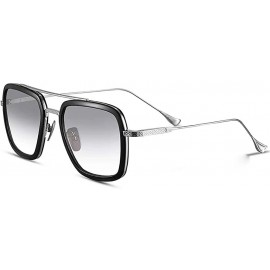 Goggle Retro Square Hero Sunglasses Aviator Metal Frame Flat Lens for Men Women Goggle - Tsgrey(same Color) - C118W2W37CO $19.18