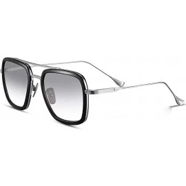 Goggle Retro Square Hero Sunglasses Aviator Metal Frame Flat Lens for Men Women Goggle - Tsgrey(same Color) - C118W2W37CO $6.77