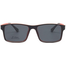 Square Men's Magnetic Clip-On Polarized Sunglasses + RX-able Eyeglass Frames (Red) - C118SL7C4Z9 $26.24