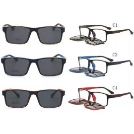 Square Men's Magnetic Clip-On Polarized Sunglasses + RX-able Eyeglass Frames (Red) - C118SL7C4Z9 $26.24