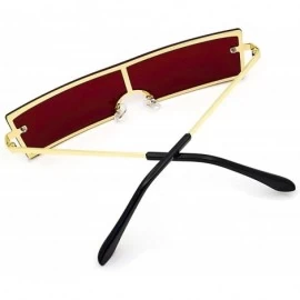 Rectangular Women's Fashion Trend Small Rectangular Metal Frame Personality Sunglasses - Golden Frame Red Lens - CL18SXD5D24 ...