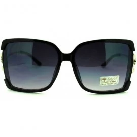 Square Truly Square Sunglasses Women's Oversized Designer Shades - Black Silver - CC11POBU9U3 $7.84