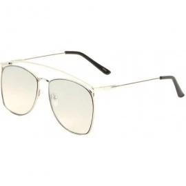 Round Long Curved Top Bar Round Lens Thin Frame Aviator Sunglasses - Green - CM197S8XT0Q $26.96