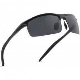 Semi-rimless Polarized Sunglasses for Men Women Driving Fishing Running 8177 - 2 Pack(black+silver) - CT192HNM694 $24.88
