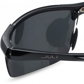 Semi-rimless Polarized Sunglasses for Men Women Driving Fishing Running 8177 - 2 Pack(black+silver) - CT192HNM694 $24.88