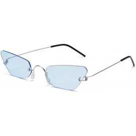 Rimless Frameless Metal Marine Film Sunglasses Trend Irregular Sunglasses - Ocean Blue - CG18X98OR2U $12.94