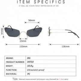 Rimless Frameless Metal Marine Film Sunglasses Trend Irregular Sunglasses - Ocean Blue - CG18X98OR2U $12.94