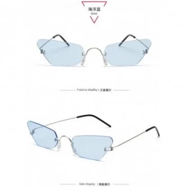 Rimless Frameless Metal Marine Film Sunglasses Trend Irregular Sunglasses - Ocean Blue - CG18X98OR2U $12.94