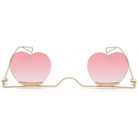 Rimless Heart Sharp Sunglasses for Women Rimless Cat Eye Sun Glasses Shades - Gold Pink - C31906DY38S $23.64