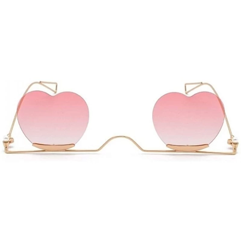 Rimless Heart Sharp Sunglasses for Women Rimless Cat Eye Sun Glasses Shades - Gold Pink - C31906DY38S $14.06