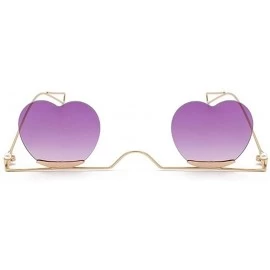 Rimless Heart Sharp Sunglasses for Women Rimless Cat Eye Sun Glasses Shades - Gold Pink - C31906DY38S $14.06