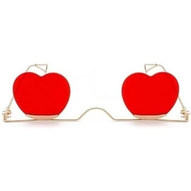 Rimless Heart Sharp Sunglasses for Women Rimless Cat Eye Sun Glasses Shades - Gold Pink - C31906DY38S $14.06