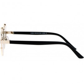 Wayfarer Ultra Flat Unique Retro Mirrored Lens Wire Half Rim Look Sunglasses - Gold Blue - CY12GUBTAEP $13.46