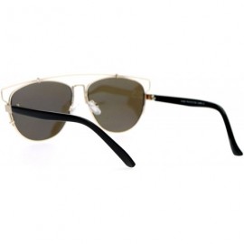 Wayfarer Ultra Flat Unique Retro Mirrored Lens Wire Half Rim Look Sunglasses - Gold Blue - CY12GUBTAEP $13.46