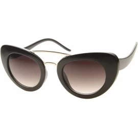 Oversized Women's Metal Crossbar Curved Temples Bold Mod Cat Eye Sunglasses 49mm - Black-gold / Lavender - CJ12IGJZVYD $10.08