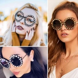 Oversized Rhinestone Oversized Sunglasses Fashion Round Thick Plastic Metal Frame Retro Bling Diamond Sun glasses for Women -...