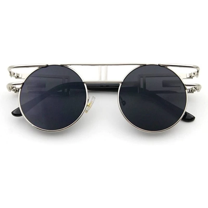 Oversized Luxury Sunglasses Over your Imagine Style Love It to Death Model Round Lens - Silver/Black - CU11ZIRI0Y5 $13.01