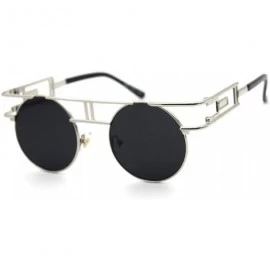 Oversized Luxury Sunglasses Over your Imagine Style Love It to Death Model Round Lens - Silver/Black - CU11ZIRI0Y5 $13.01