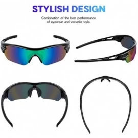 Wrap Polarized Sunglasses Baseball Cycling Motorcycle - Black Green - CY196NDD8IZ $20.51