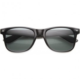 Wayfarer Classic Eyewear 80's Retro Large Horn Rimmed Style Sunglasses (Black/Glass Lens) - CB11X7DCV6F $11.63