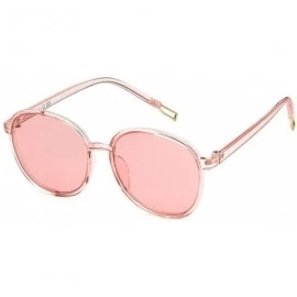 Round Women Fashion Eyewear Round Transparent Sunglasses with Case UV400 - Transparent Pink Frame/Pink Lens - CX18WSOEDGM $19.31