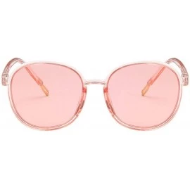 Round Women Fashion Eyewear Round Transparent Sunglasses with Case UV400 - Transparent Pink Frame/Pink Lens - CX18WSOEDGM $8.28