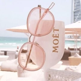 Round Women Fashion Eyewear Round Transparent Sunglasses with Case UV400 - Transparent Pink Frame/Pink Lens - CX18WSOEDGM $8.28