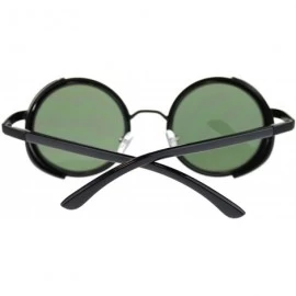Round Steampunk Victorian Side Visor Round Circle Lens Sunglasses - Black Green - C618Z9TSK74 $9.66