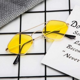Square Unisex Retro Narrow Cat Eye Sunglasses for Women Men Clout Goggles Plastic Frame Glasses - Yellow - CY18S6U56D3 $9.38