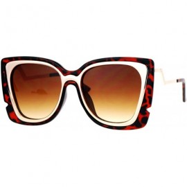 Butterfly Square Butterfly Sunglasses Womens Unique Double Frame Zig Zag Arms - Tortoise Gold - CN1877HSCE3 $25.53