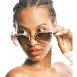 Semi-rimless Women Glasses Cat Eye Sunglasses Brand Designer Italy Fashion Luxury Sun Female Gradient Eyewear Shades - Gold -...