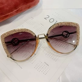 Semi-rimless Women Glasses Cat Eye Sunglasses Brand Designer Italy Fashion Luxury Sun Female Gradient Eyewear Shades - Gold -...