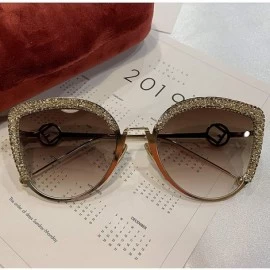Semi-rimless Women Glasses Cat Eye Sunglasses Brand Designer Italy Fashion Luxury Sun Female Gradient Eyewear Shades - Gold -...