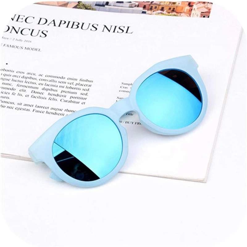 Wrap 2018 Fashion Brand Kids Sunglasses Black Retro Children's UV Protection Baby Sun Glasses Girls Boys - Ice Blue - CJ19854...