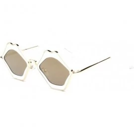 Goggle Women Retro Funky Metal Hipster Lips Shape Mirrored UV Protection Fashion Sunglasses - Amber - CJ18WTI6G24 $16.53