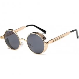 Round Retro Steampunk Fashion Round Metal Circle Frame Sunglasses - Golden-black - CE1804NGUQ4 $20.56