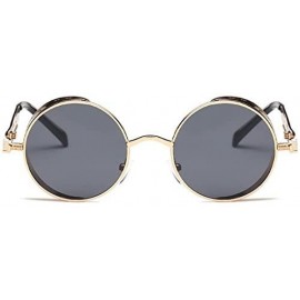 Round Retro Steampunk Fashion Round Metal Circle Frame Sunglasses - Golden-black - CE1804NGUQ4 $11.26