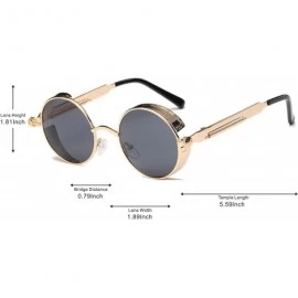 Round Retro Steampunk Fashion Round Metal Circle Frame Sunglasses - Golden-black - CE1804NGUQ4 $11.26