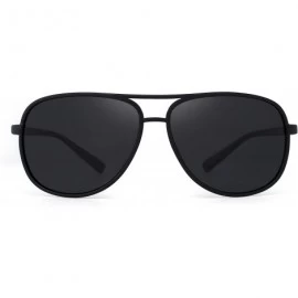 Aviator Retro Polarized Aviator Sunglasses Mirror Lightweight Eyeglasses for Men Women - Matte Blck / Polarized Grey - C4185T...