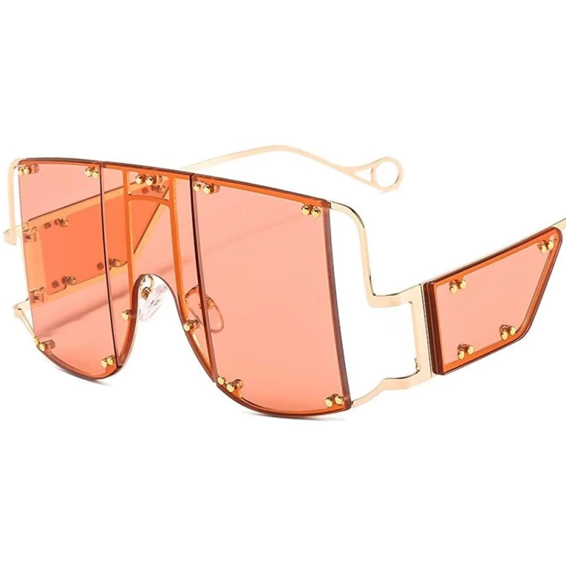Rectangular Oversized Fashion Sunglasses Glasses - Orange - CM1980IGCOA $19.07