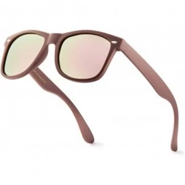 Rectangular Classic Polarized Sunglasses - Matte Taupe - Revo Rose Gold - CK196R4W03T $21.19