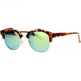 Wayfarer Retro Half Horn Rim Horned Mirrored Mirror Lens Sunglasses - Tortoise Yellow - CO12CJLB5ZN $10.09