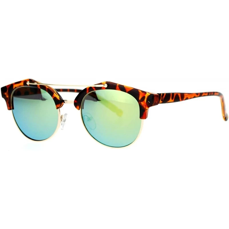 Wayfarer Retro Half Horn Rim Horned Mirrored Mirror Lens Sunglasses - Tortoise Yellow - CO12CJLB5ZN $10.09