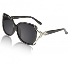 Square Designer Oversized Polarized Sunglasses For Women UV400 Sun Glasses - Black Frame With Rhinestones - CJ18D47DAGH $22.16