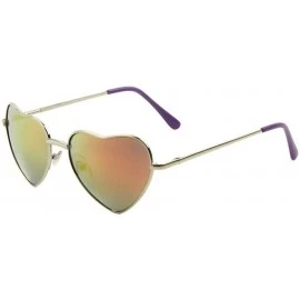 Aviator Women's Lolita Heart Shaped Metal Aviator Sunglasses - Silver & Purple Frame - CV18UX976ZT $20.01