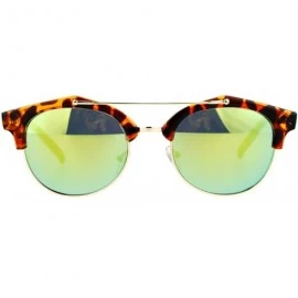 Wayfarer Retro Half Horn Rim Horned Mirrored Mirror Lens Sunglasses - Tortoise Yellow - CO12CJLB5ZN $10.09