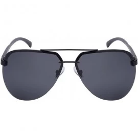 Rimless Modern Aviator Style Sunglasses with 1.1 mm Polarized Lens 25088SAL-P1 - Matte Black - C2128PJCRQJ $15.55