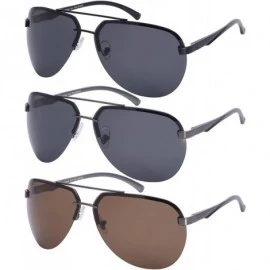 Rimless Modern Aviator Style Sunglasses with 1.1 mm Polarized Lens 25088SAL-P1 - Matte Black - C2128PJCRQJ $15.55